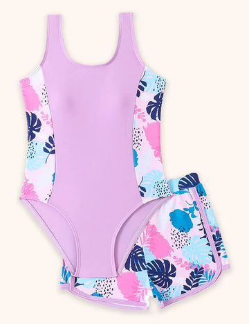 Leaf Printed Swimsuit Set
